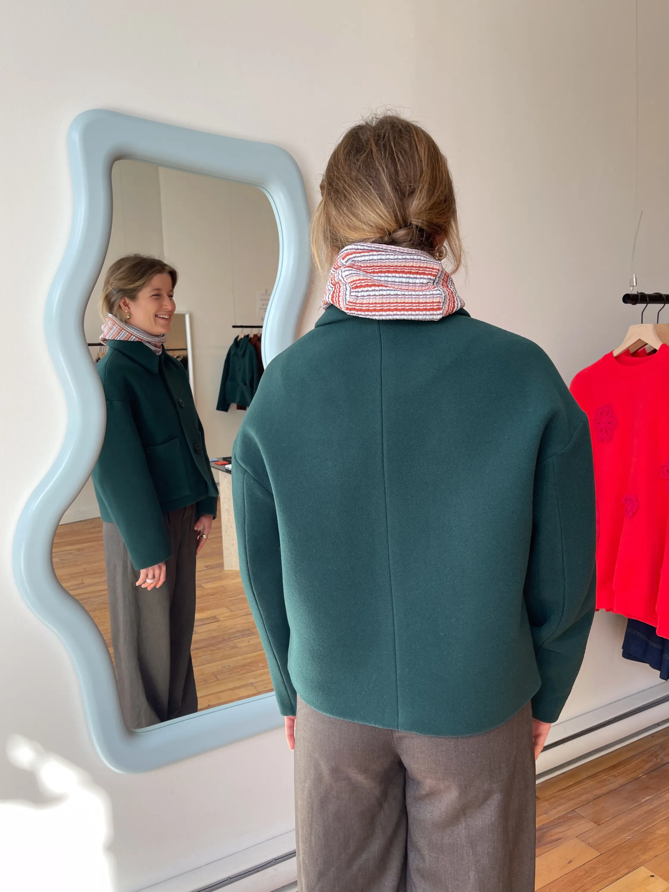 MARCONI peacock blue wool coat sold by Odeyalo product image thumbnail 2