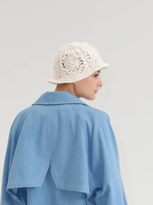 MITCH cream crochet bucket hat made by Odeyalo