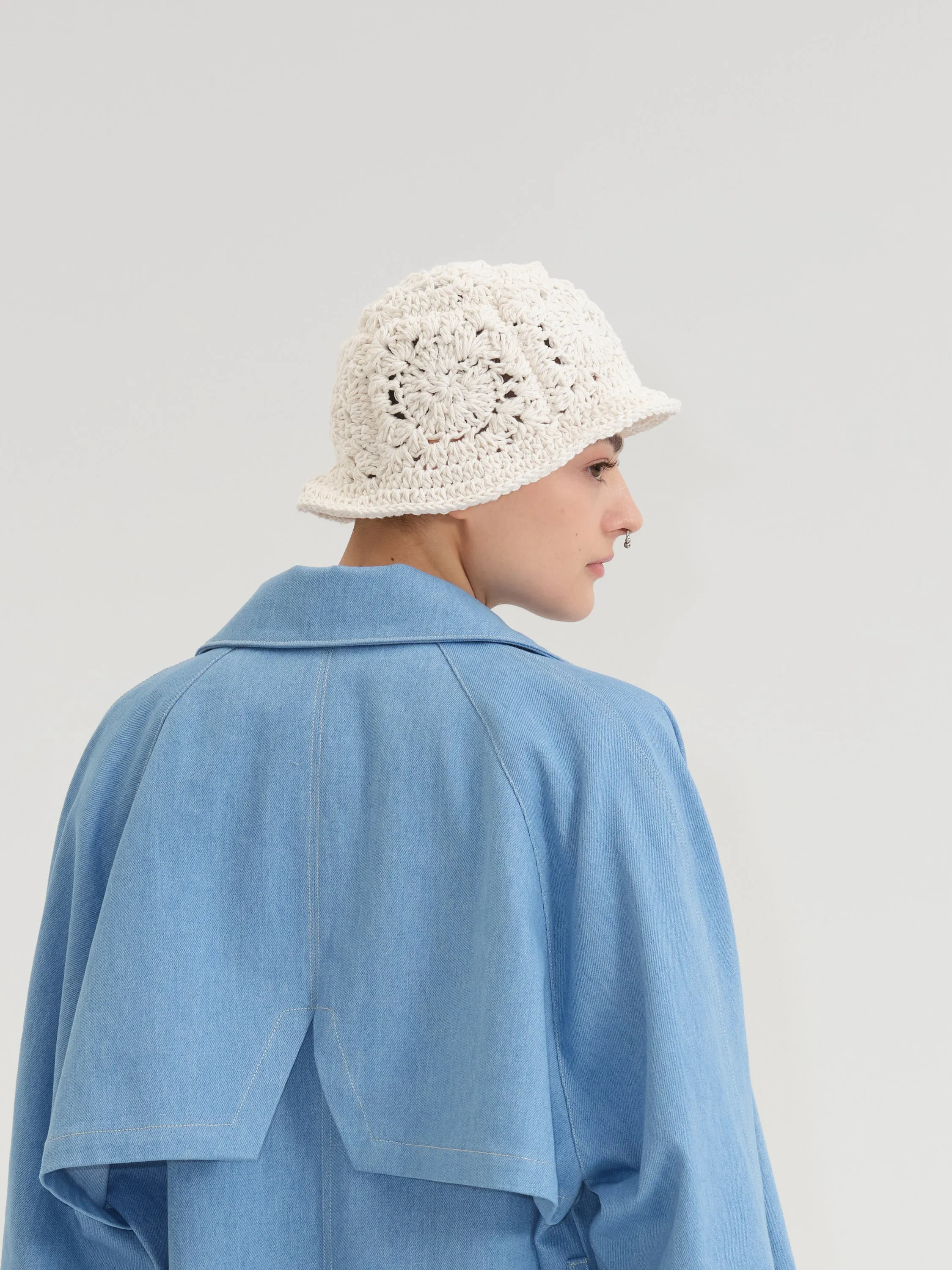 MITCH cream crochet bucket hat sold by Odeyalo