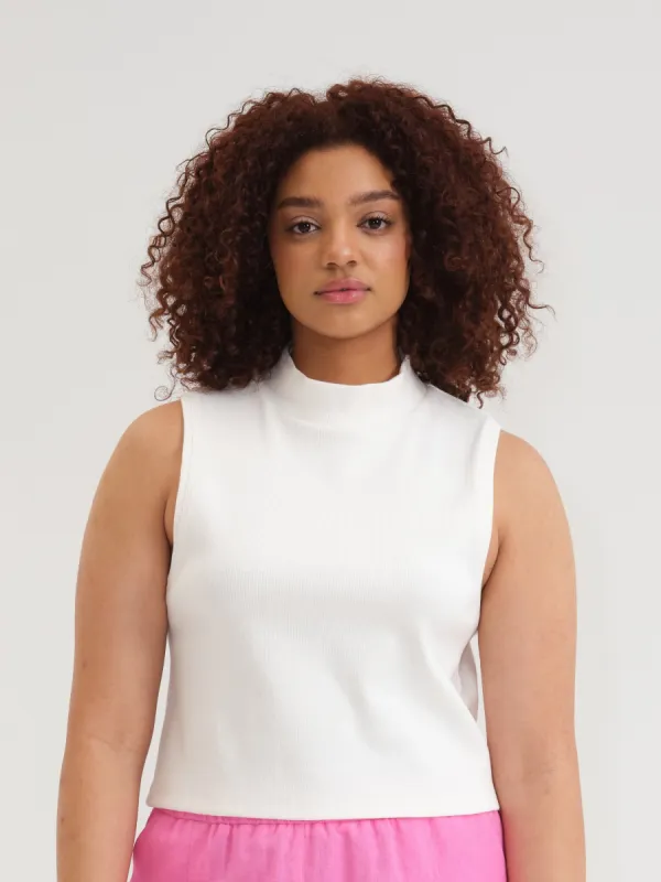 MUI MUI off-white mock neck tank sold by Odeyalo