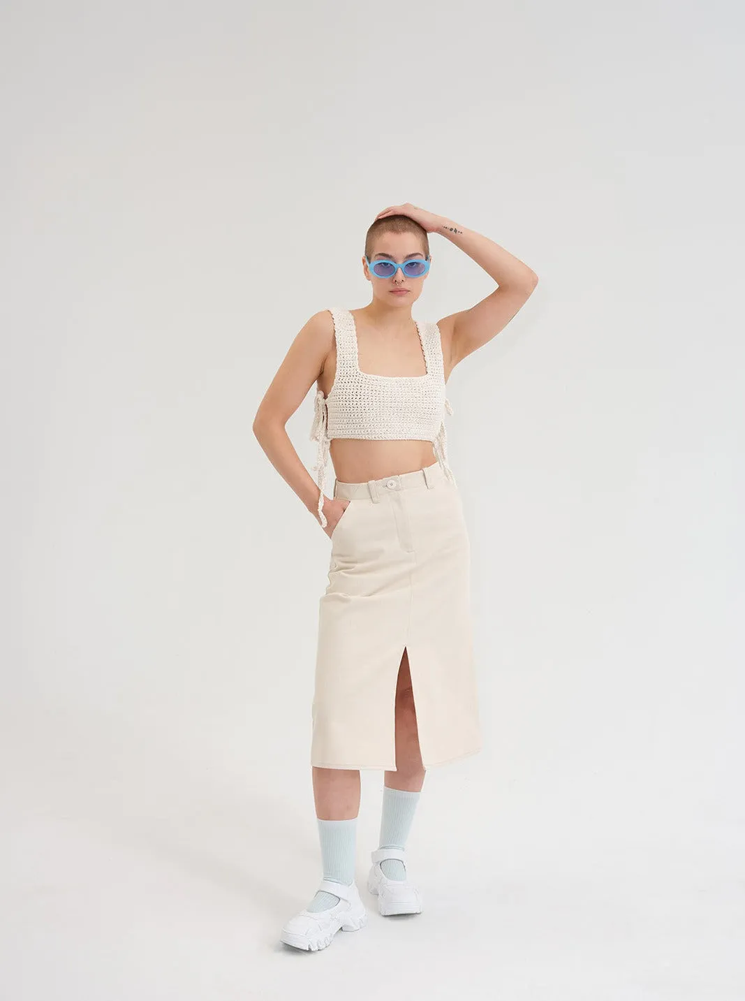 NITA natural denim skirt sold by Odeyalo product image thumbnail 3