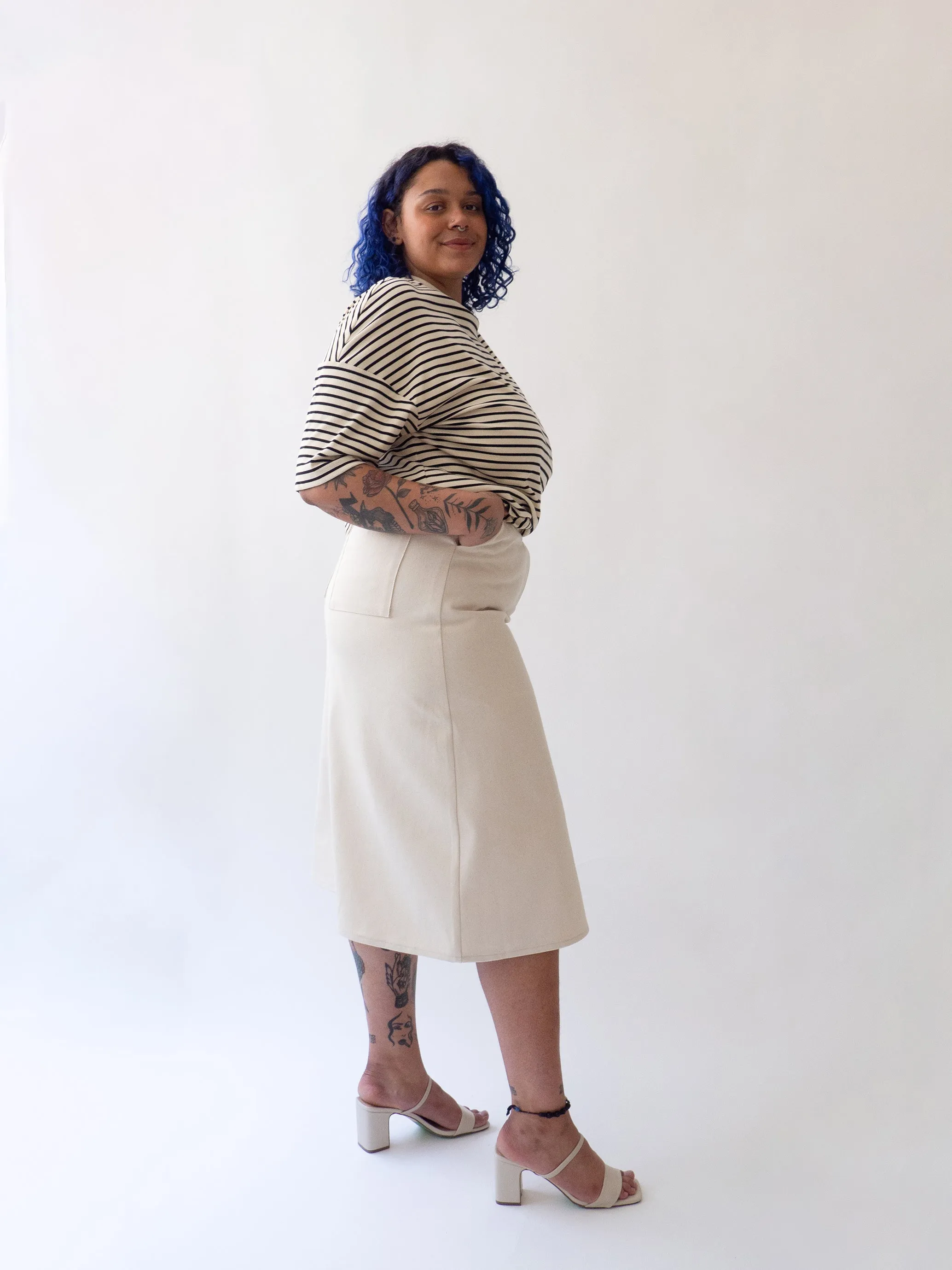 NITA natural denim skirt sold by Odeyalo