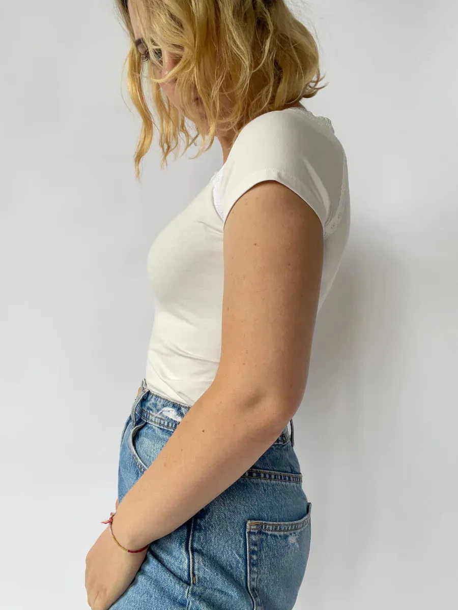 RIGHTFUL OWNER - Girl next door T-shirt in cream sold by Odeyalo product image thumbnail 2