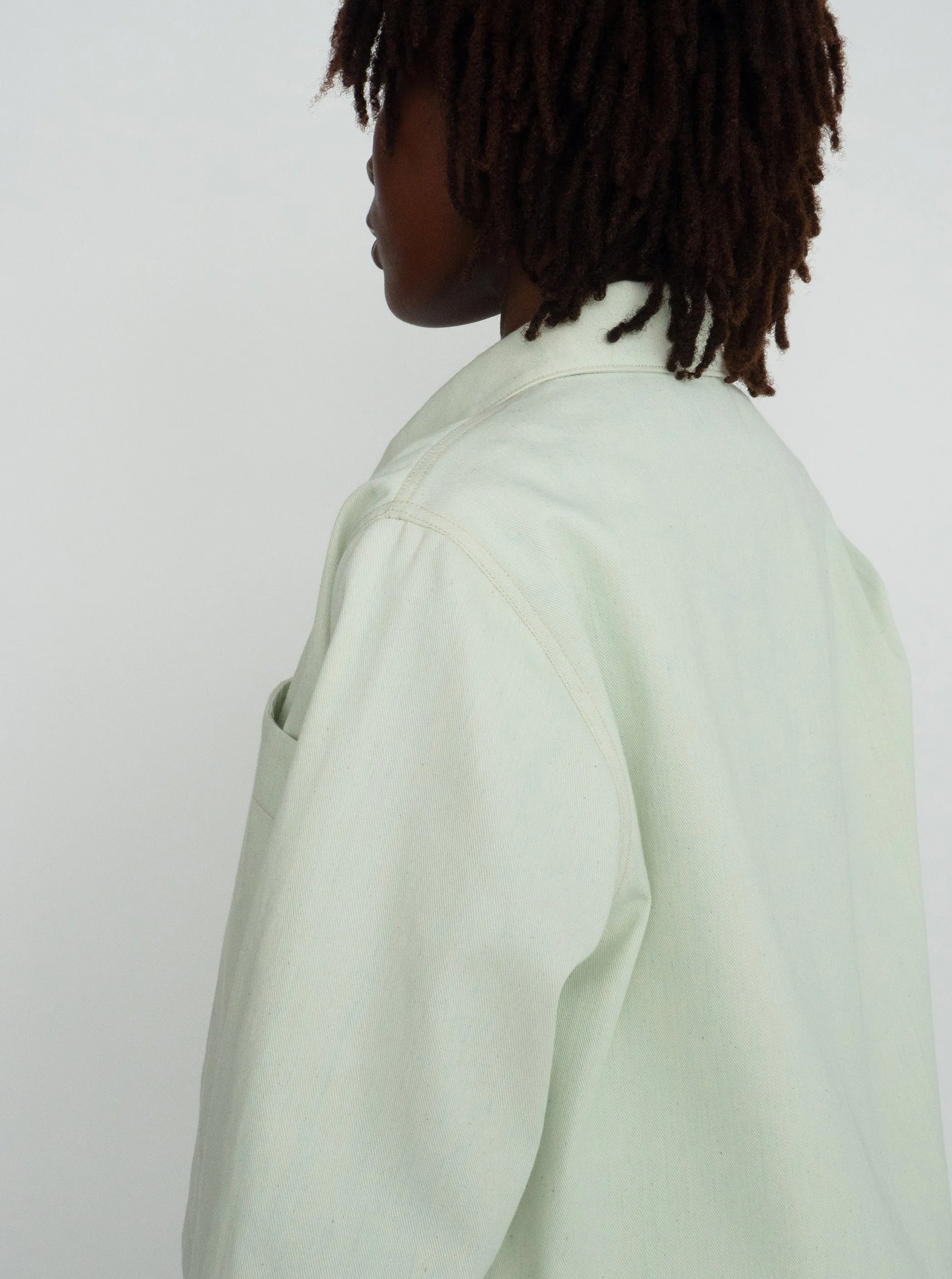 SEGRETA pale green denim jacket sold by Odeyalo product image thumbnail 3