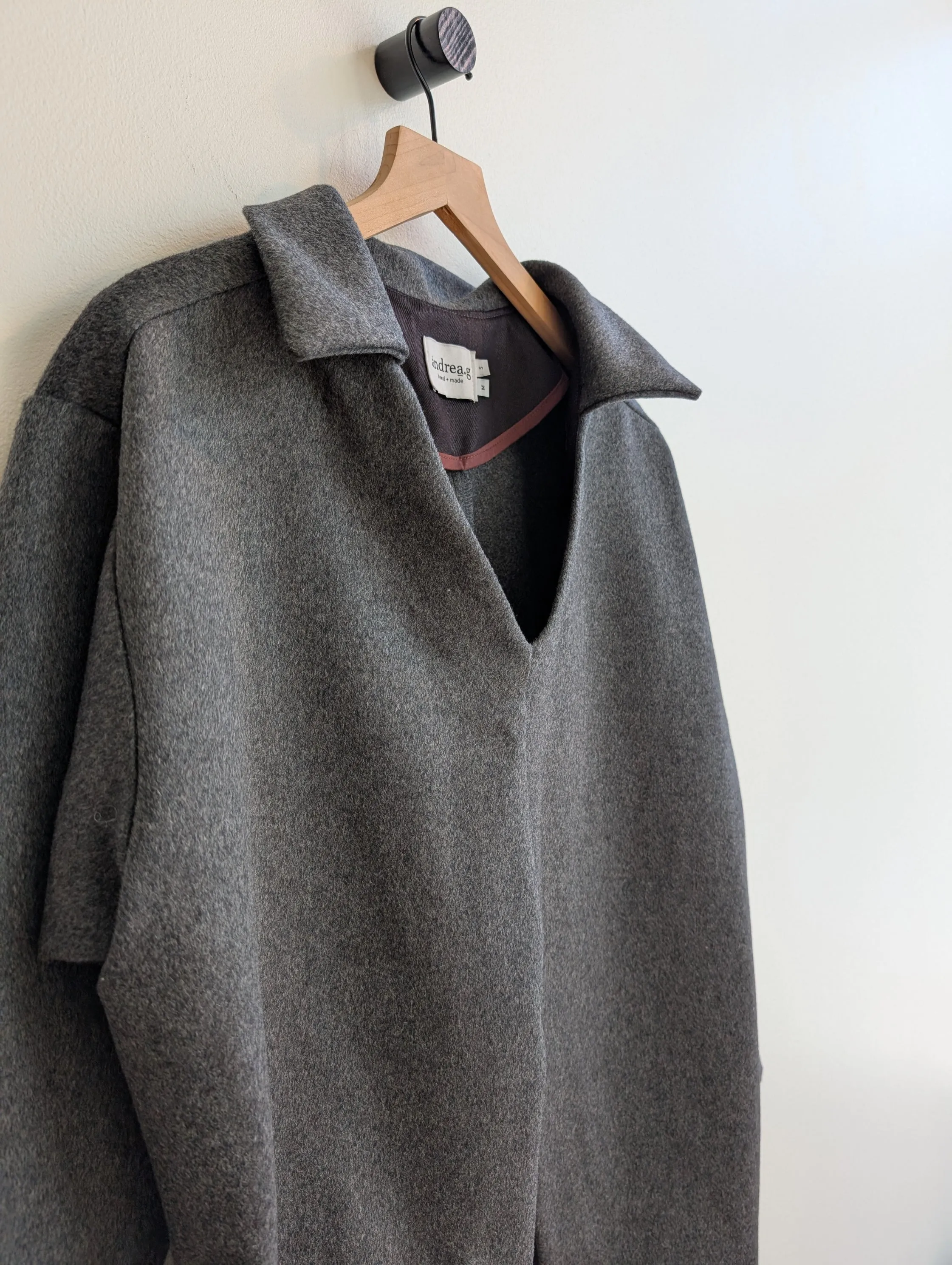 ANDREA.G - Wool shirt charcoal grey sold by Odeyalo