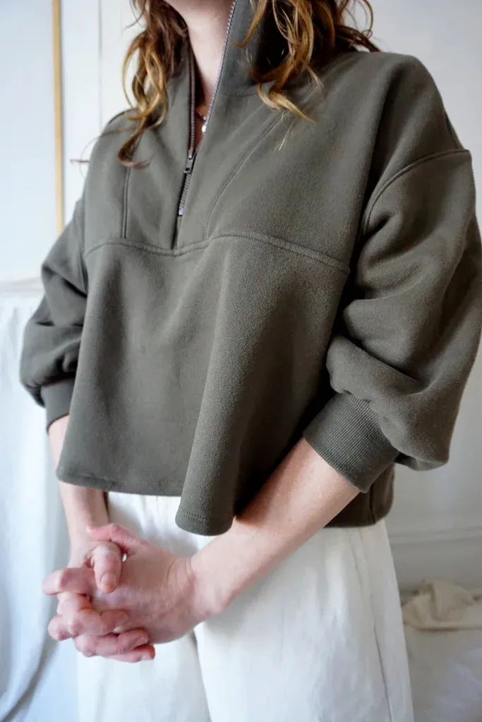 URSA MINOR - Shrunken Half Zip - olive sold by Odeyalo product image thumbnail 3