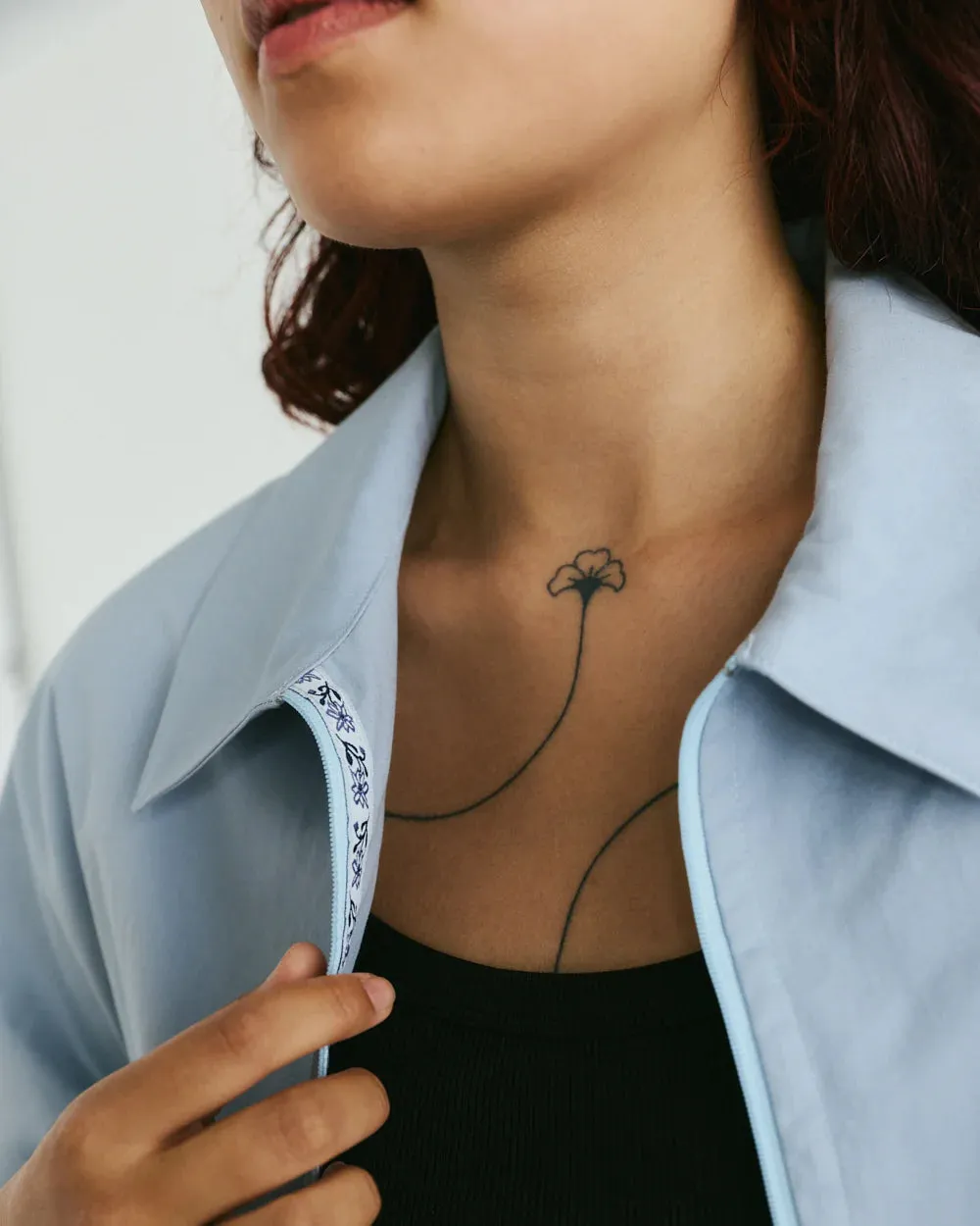 VERI - Claire Zip Up Shirt -Powder Blue sold by Odeyalo product image thumbnail 3