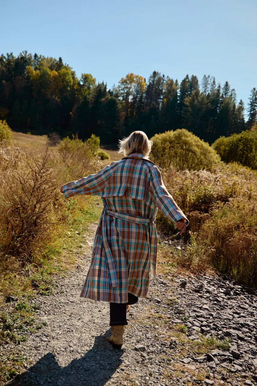 EXTRA Plaid Eco Cotton Blend Twill Trench sold by Odeyalo product image thumbnail 3
