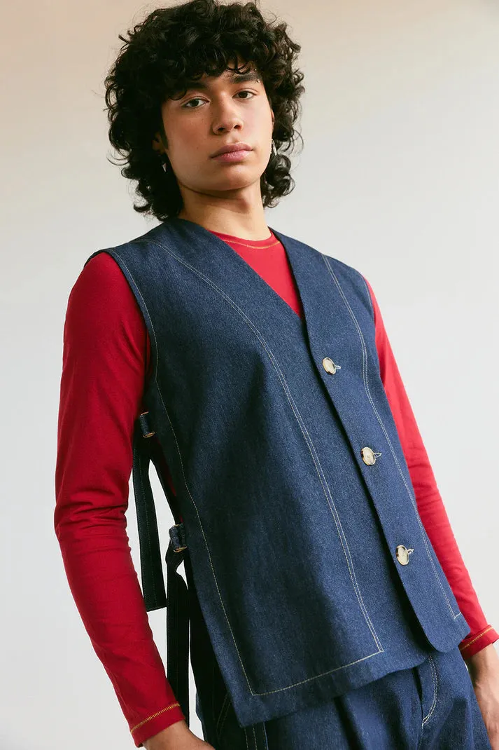 VERI - Sabato black twill vest sold by Odeyalo product image thumbnail 3