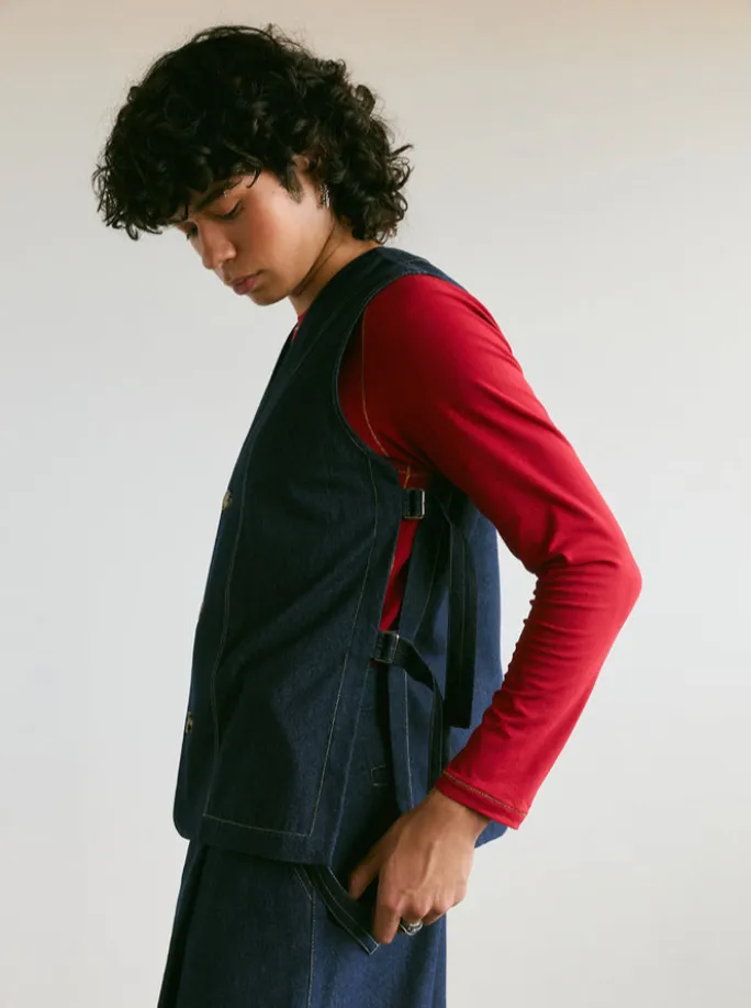 VERI - Sabato denim twill vest sold by Odeyalo product image thumbnail 2