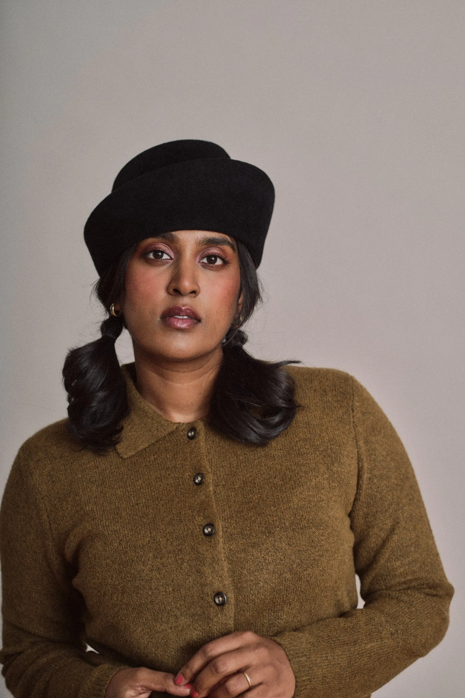 HEIRLOOM HATS - Leone Brimless Asymmetrical Hat sold by Odeyalo