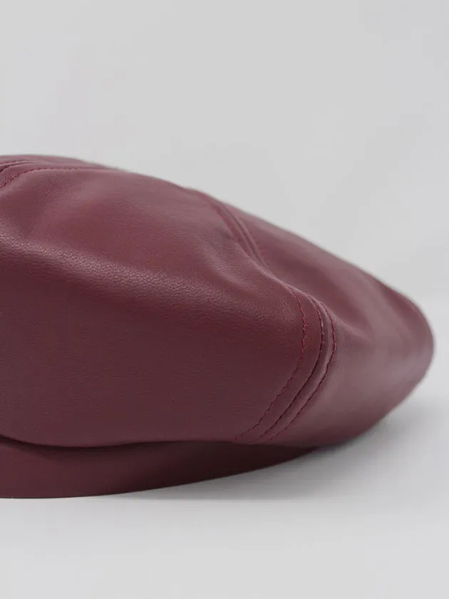1ER MAI - Leather Beret in burgundy sold by Odeyalo product image thumbnail 4