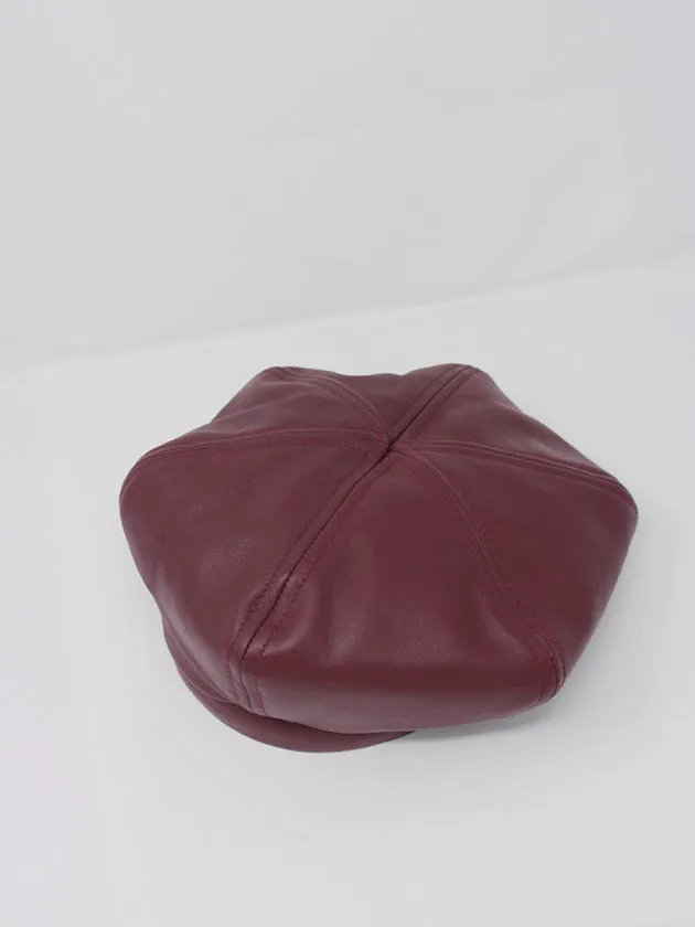 1ER MAI - Leather Beret in burgundy sold by Odeyalo product image thumbnail 5
