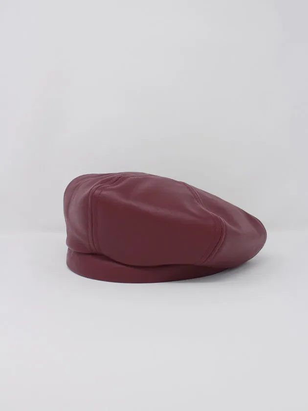 1ER MAI - Leather Beret in burgundy sold by Odeyalo product image thumbnail 2