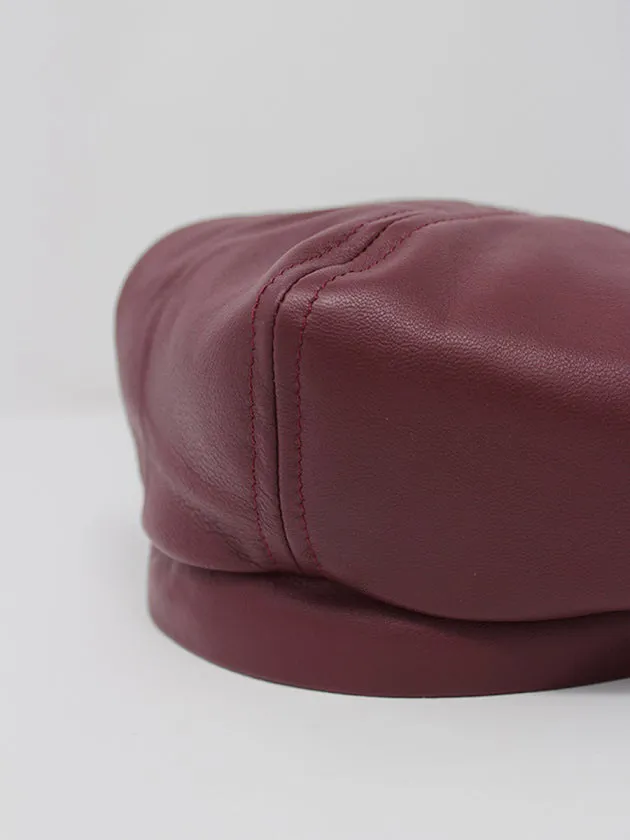 1ER MAI - Leather Beret in burgundy sold by Odeyalo product image thumbnail 3
