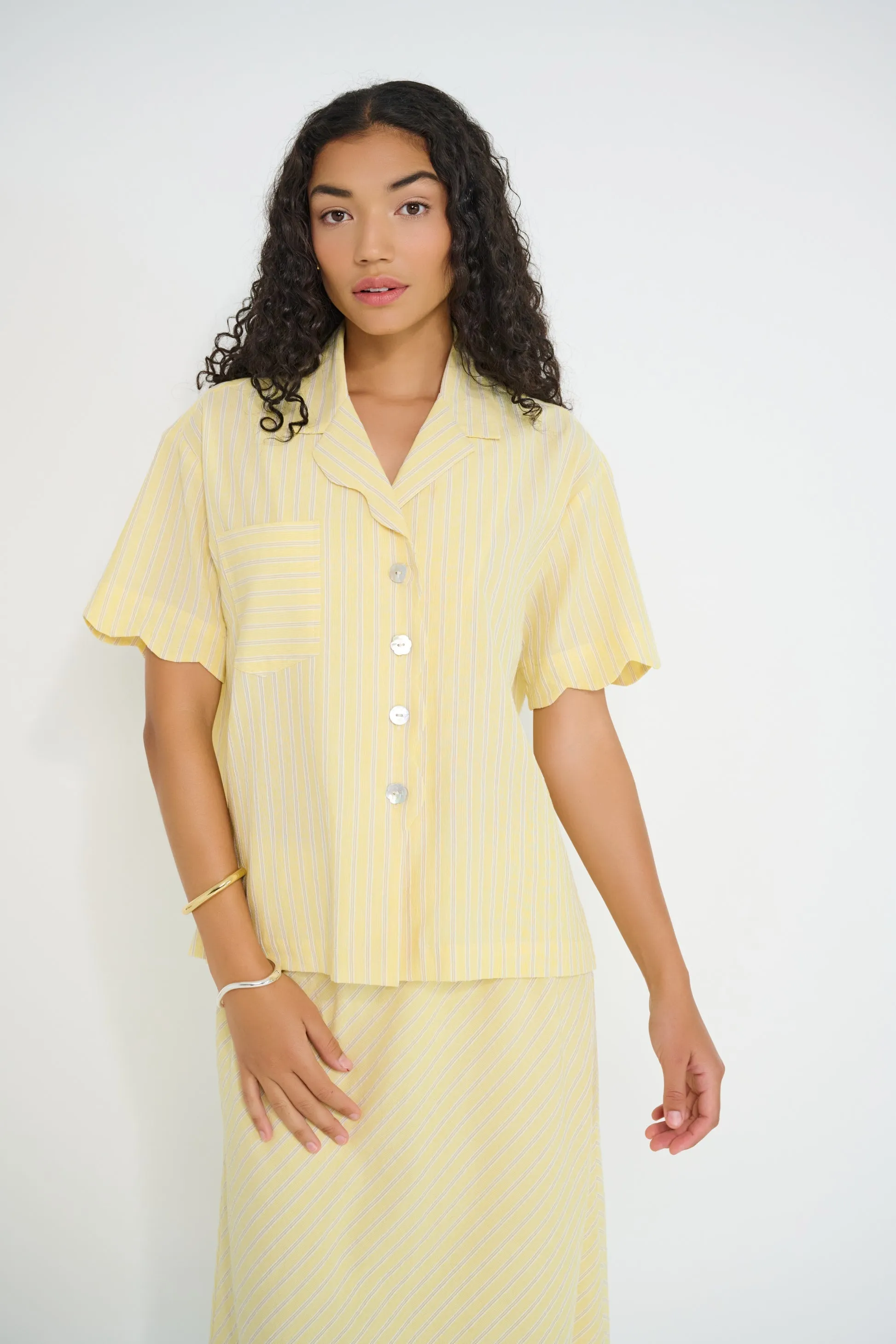 dorsaLi - Voyage Shirt in Sunbeam Stripe sold by Odeyalo