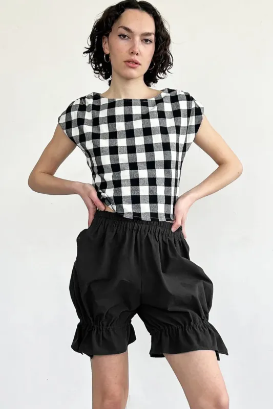 RIGHTFUL OWNER - Paige Blouse in Black Gingham made by Odeyalo