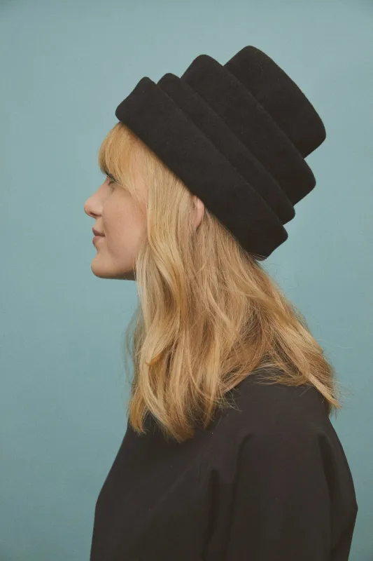 HEIRLOOM HATS - Steppe Tiered Statement Felt Hat made by Heirloom Hats