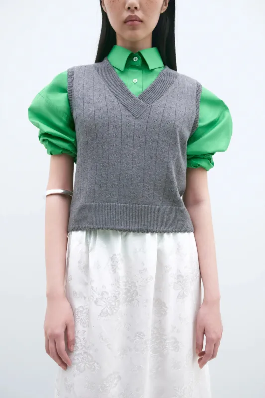 CORDERA - GILET POINTELLE EN MÉRINO - GRIS - PS25 sold by Boutique Unicorn