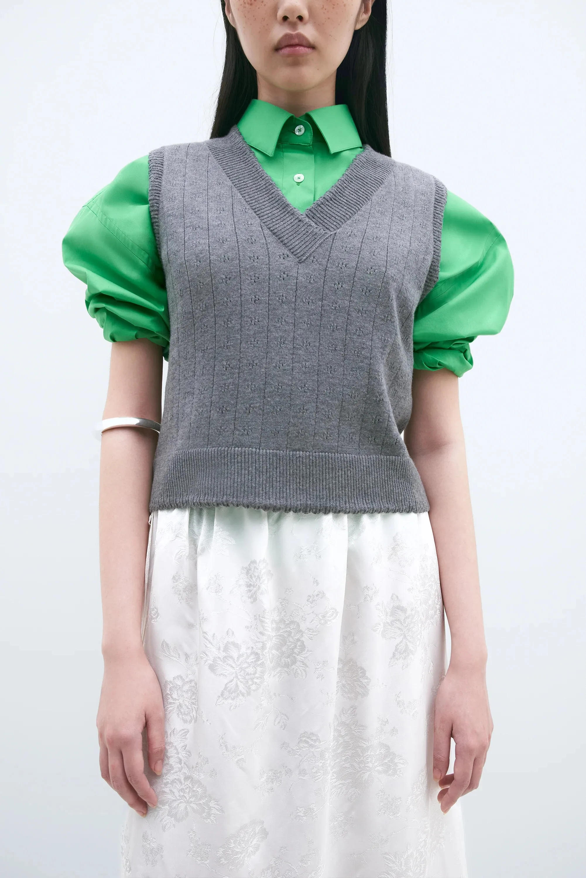 CORDERA - GILET POINTELLE EN MÉRINO - GRIS - PS25 sold by Boutique Unicorn