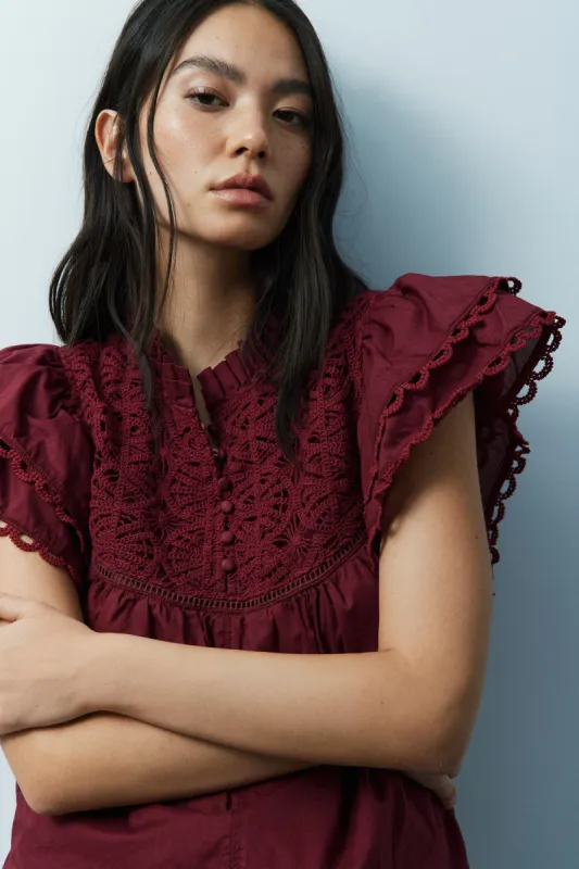 MELISSA NEPTON - BLOUSE MASSON - DARK BURGUNDY - AH24 sold by Boutique Unicorn