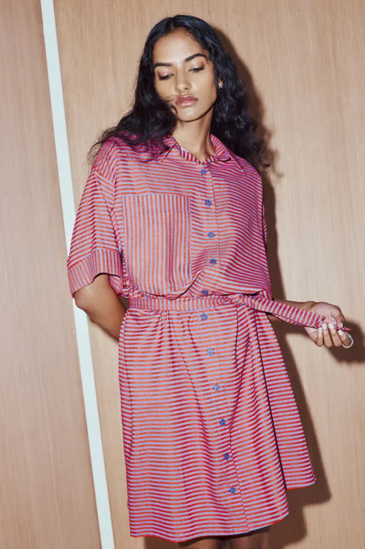 EVE GRAVEL - ROBE CAYUNA - VERMILLON/BLEU - PÉ25 sold by Boutique Unicorn