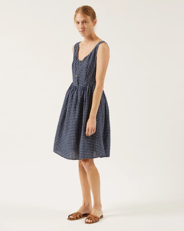 NAIF - ROBE CARIMA - WINDOWPANE MARINE - PÉ25 sold by Boutique Unicorn