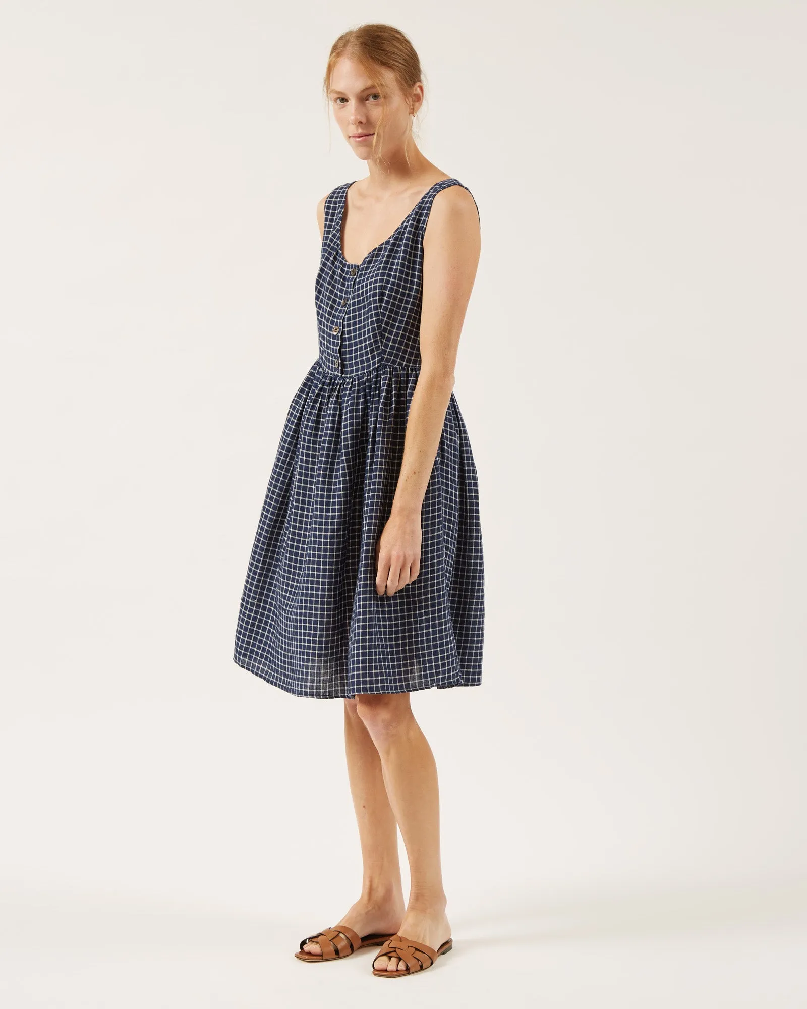 NAIF - ROBE CARIMA - WINDOWPANE MARINE - PÉ25 sold by Boutique Unicorn