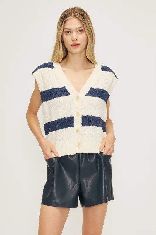 MELISSA NEPTON - VESTE BASIL - LARGE RAYURE MARINE - PÉ25 sold by Boutique Unicorn
