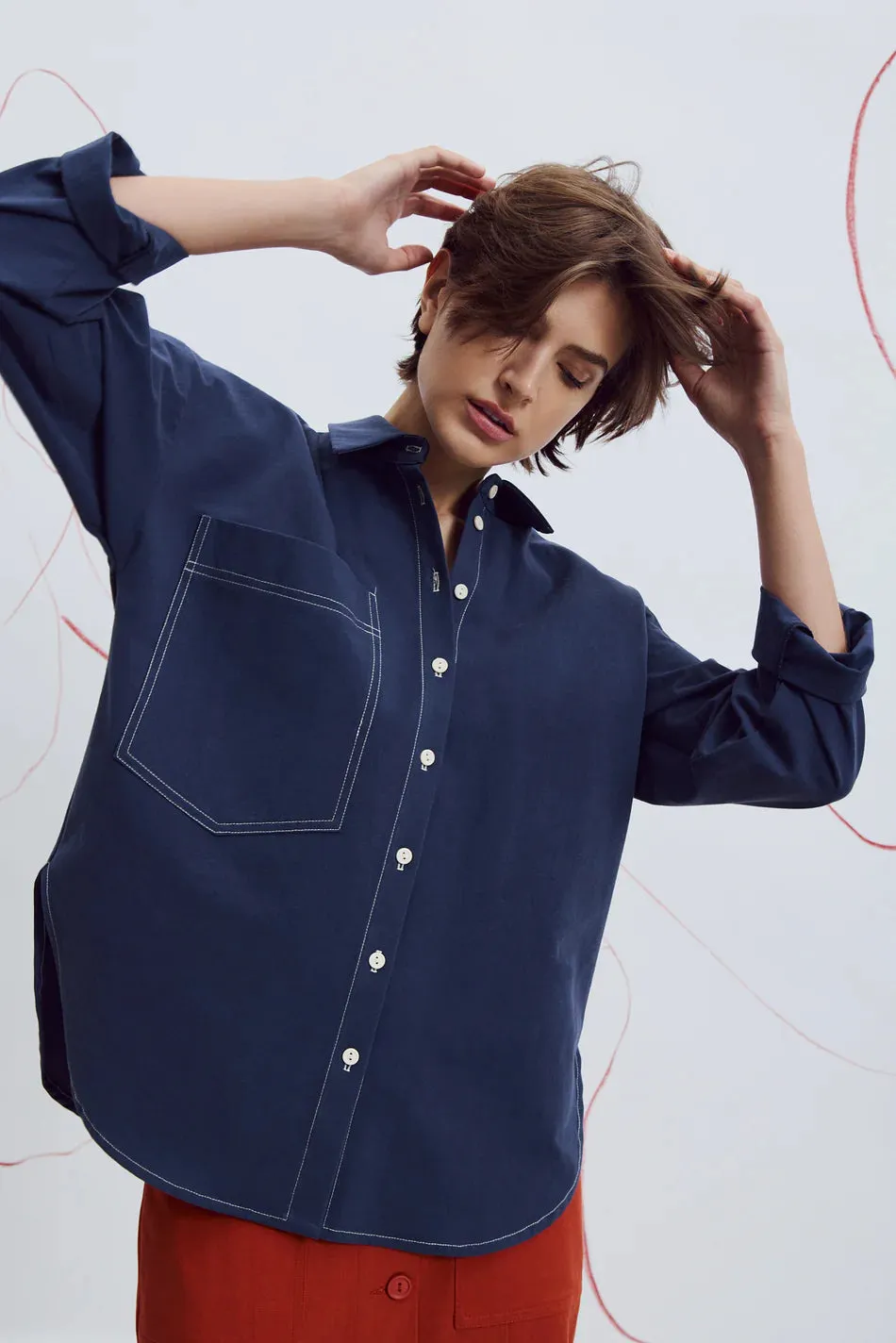 EVE GRAVEL - CHEMISE MALABOU - MARINE - AH25 sold by Boutique Unicorn