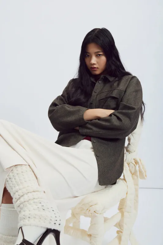 EVE GRAVEL - SURCHEMISE TRIVIA - KAKI FONCÉ - AH25 sold by Boutique Unicorn