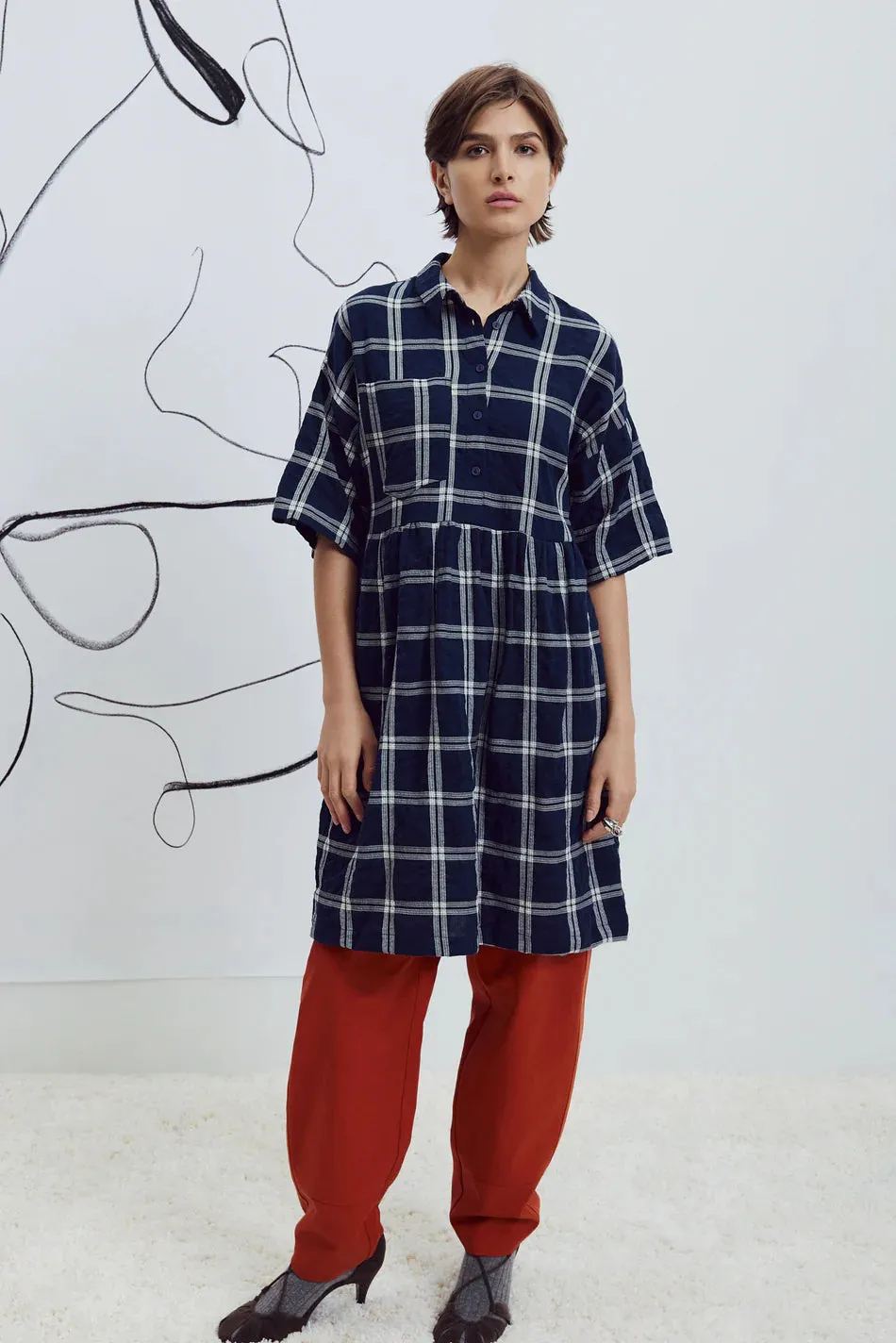 EVE GRAVEL - ROBE TIYA - MARINE/CRÈME - AH25 sold by Boutique Unicorn