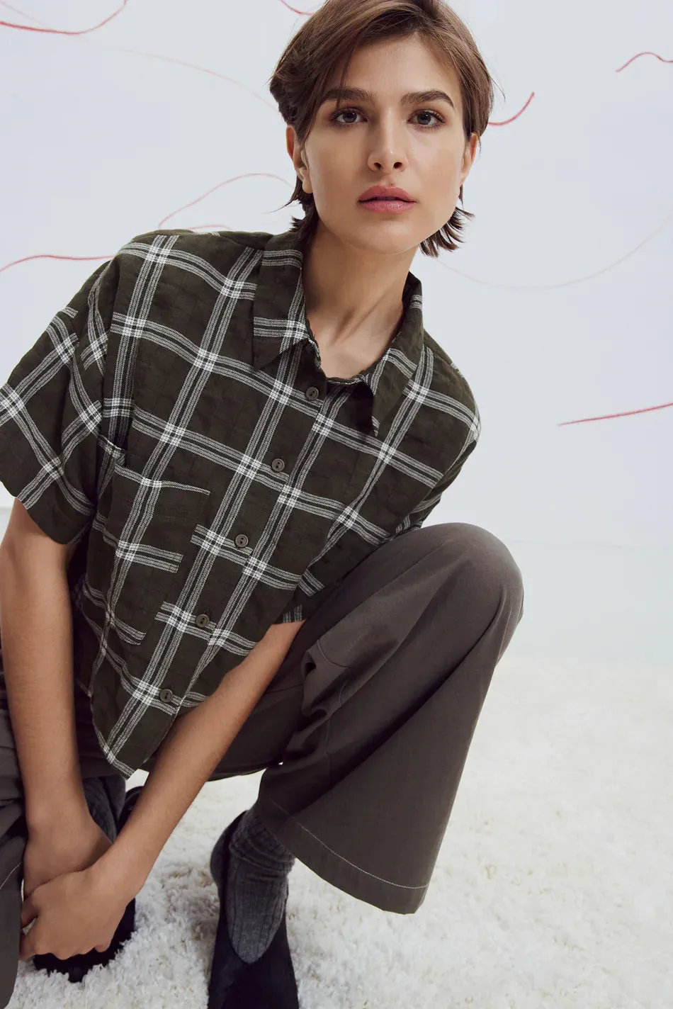 EVE GRAVEL - CHEMISE JETTA - KAKI/CRÈME - AH25 sold by Boutique Unicorn