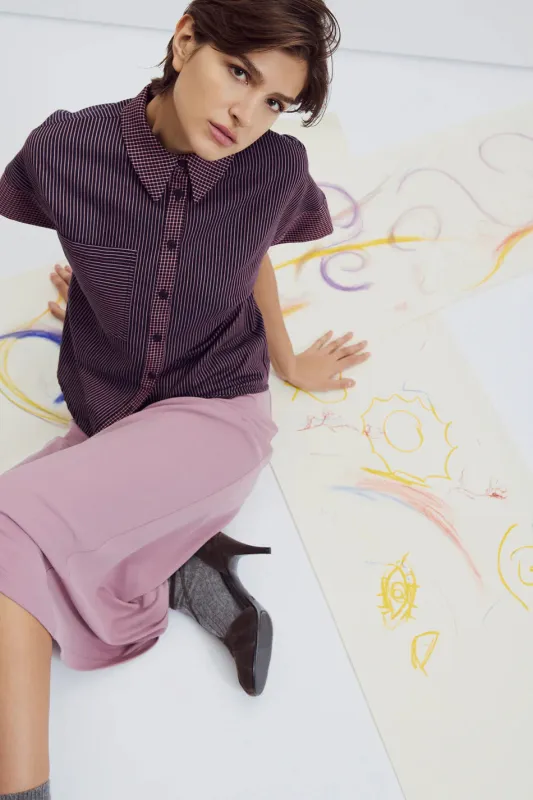 EVE GRAVEL - CHEMISE APOLINE - MARINE ET BOURGOGNE - AH25 sold by Boutique Unicorn