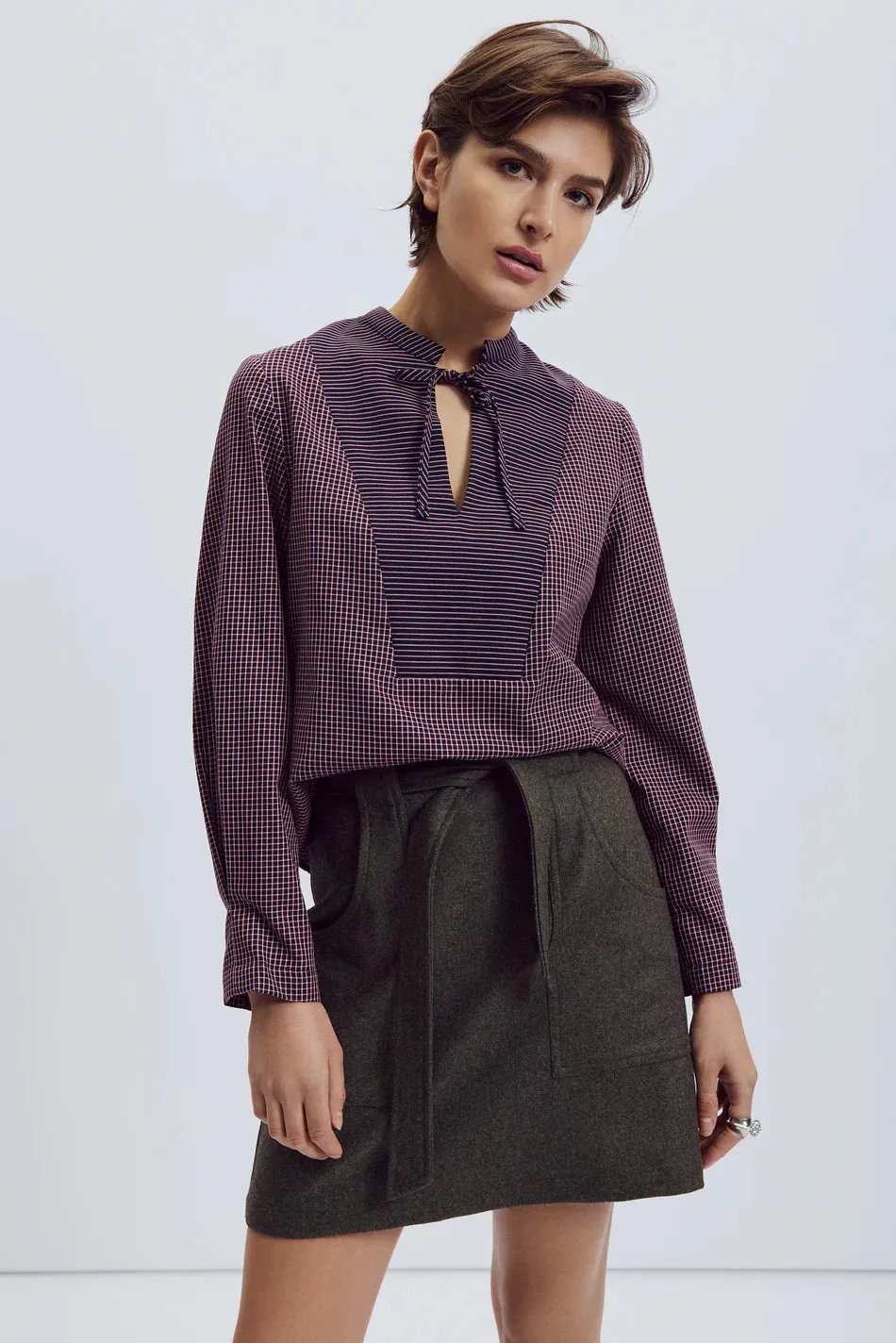 EVE GRAVEL - BLOUSE ADÉONA - MARINE/BOURGOGNE - AH25 sold by Boutique Unicorn product image thumbnail 3