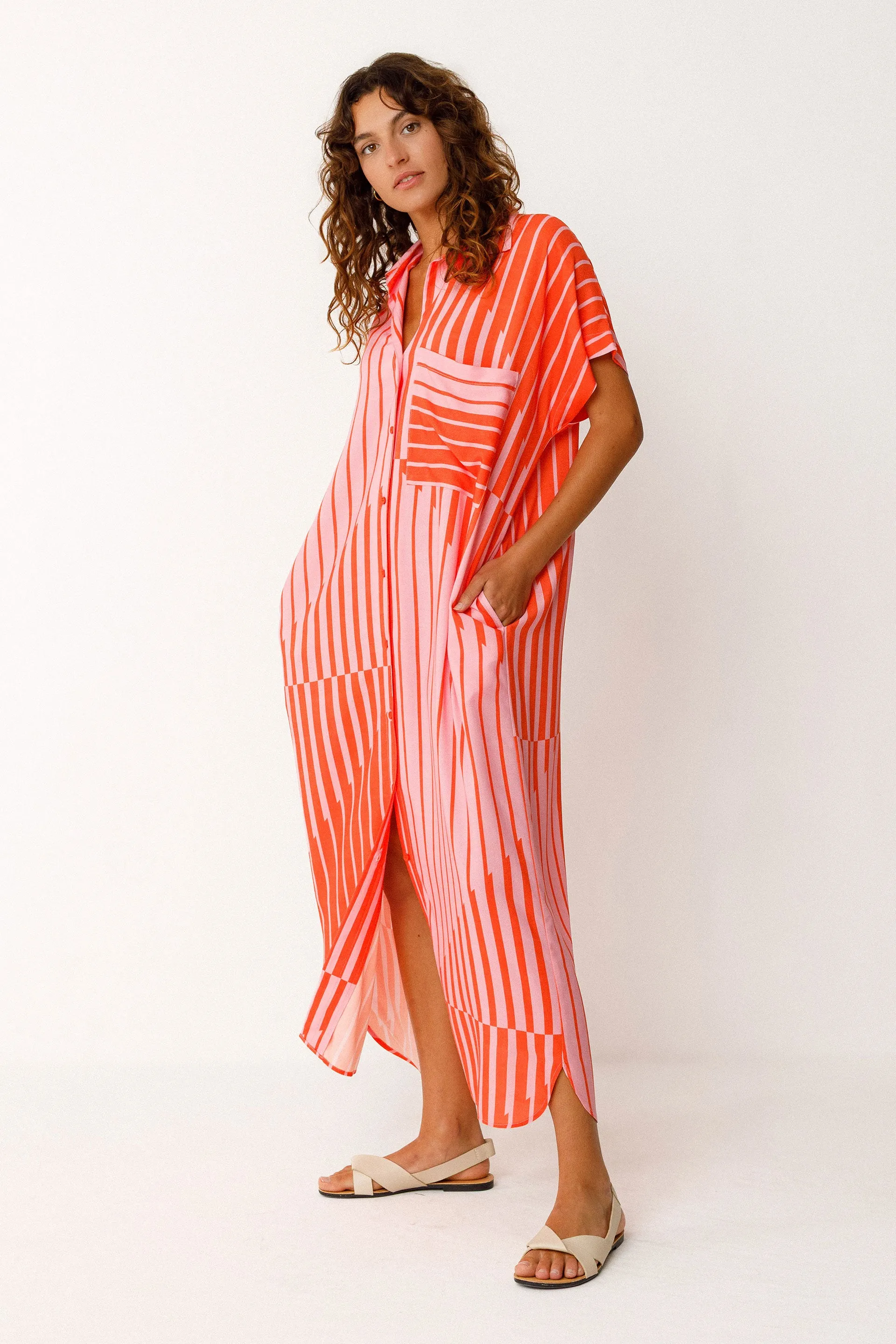 SKFK - ROBE DELIA - RAYÉ ROUGE - PÉ26 sold by Boutique Unicorn