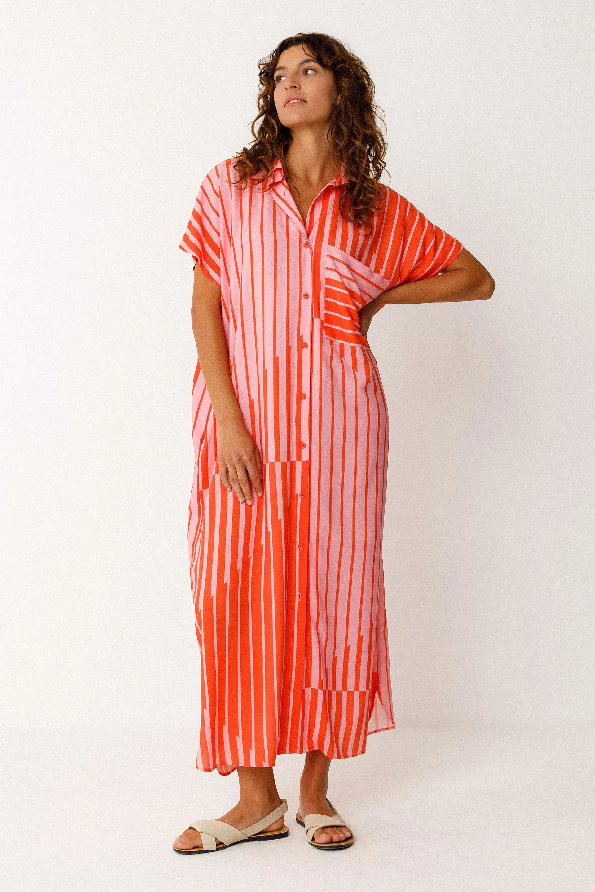 SKFK - ROBE DELIA - RAYÉ ROUGE - PÉ26 sold by Boutique Unicorn product image thumbnail 3