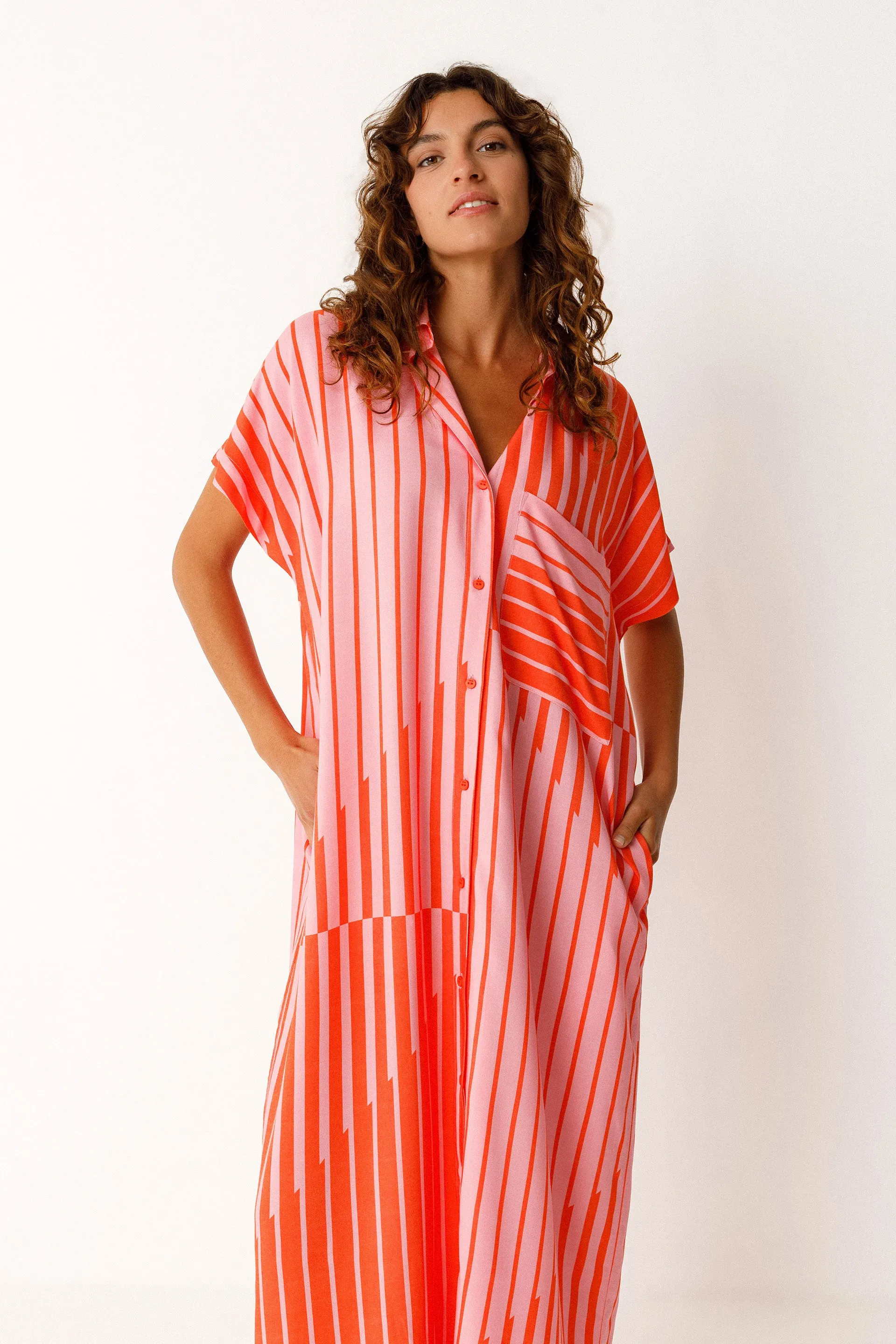 SKFK - ROBE DELIA - RAYÉ ROUGE - PÉ26 sold by Boutique Unicorn product image thumbnail 2