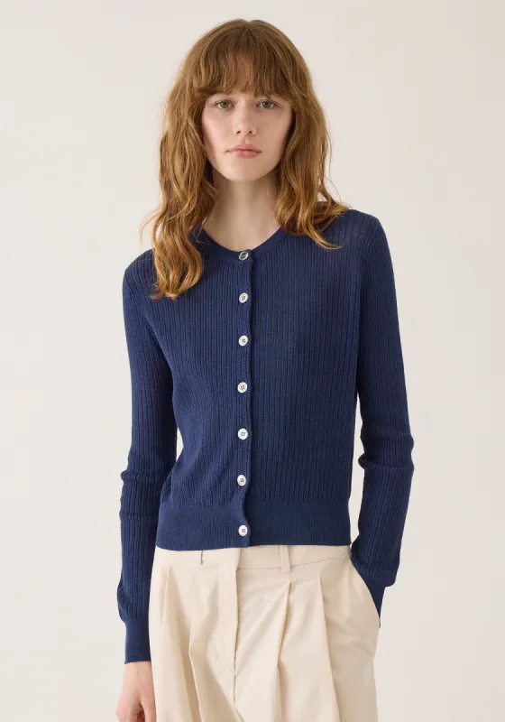 Edyta Cotton Silk Cardigan - Ink sold by DEMYLEE