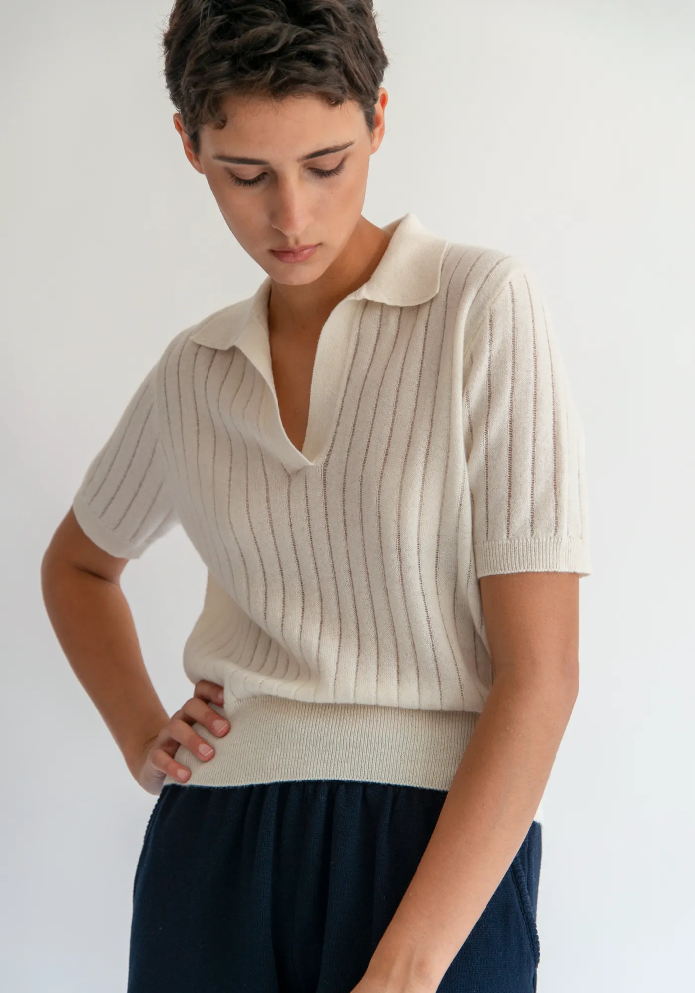 Skylar Polo Cashmere Top sold by DEMYLEE