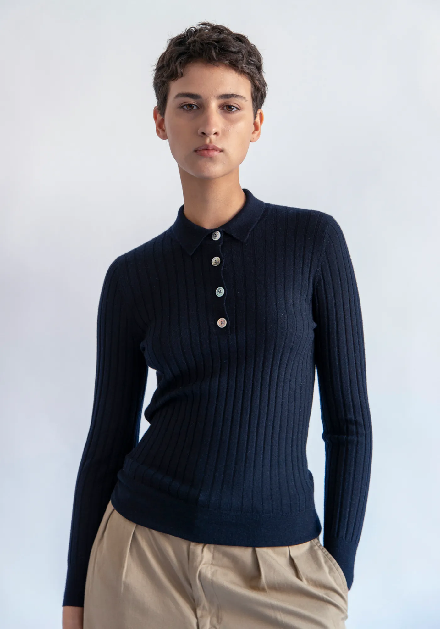 Luna Superfine Cashmere Polo Top sold by DEMYLEE product image thumbnail 2