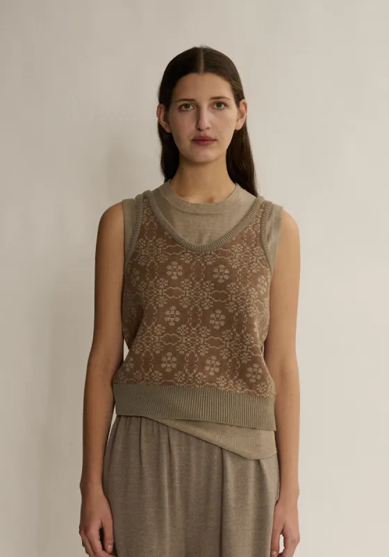 Wari Wool Cotton Top - Brown / Wheat sold by DEMYLEE