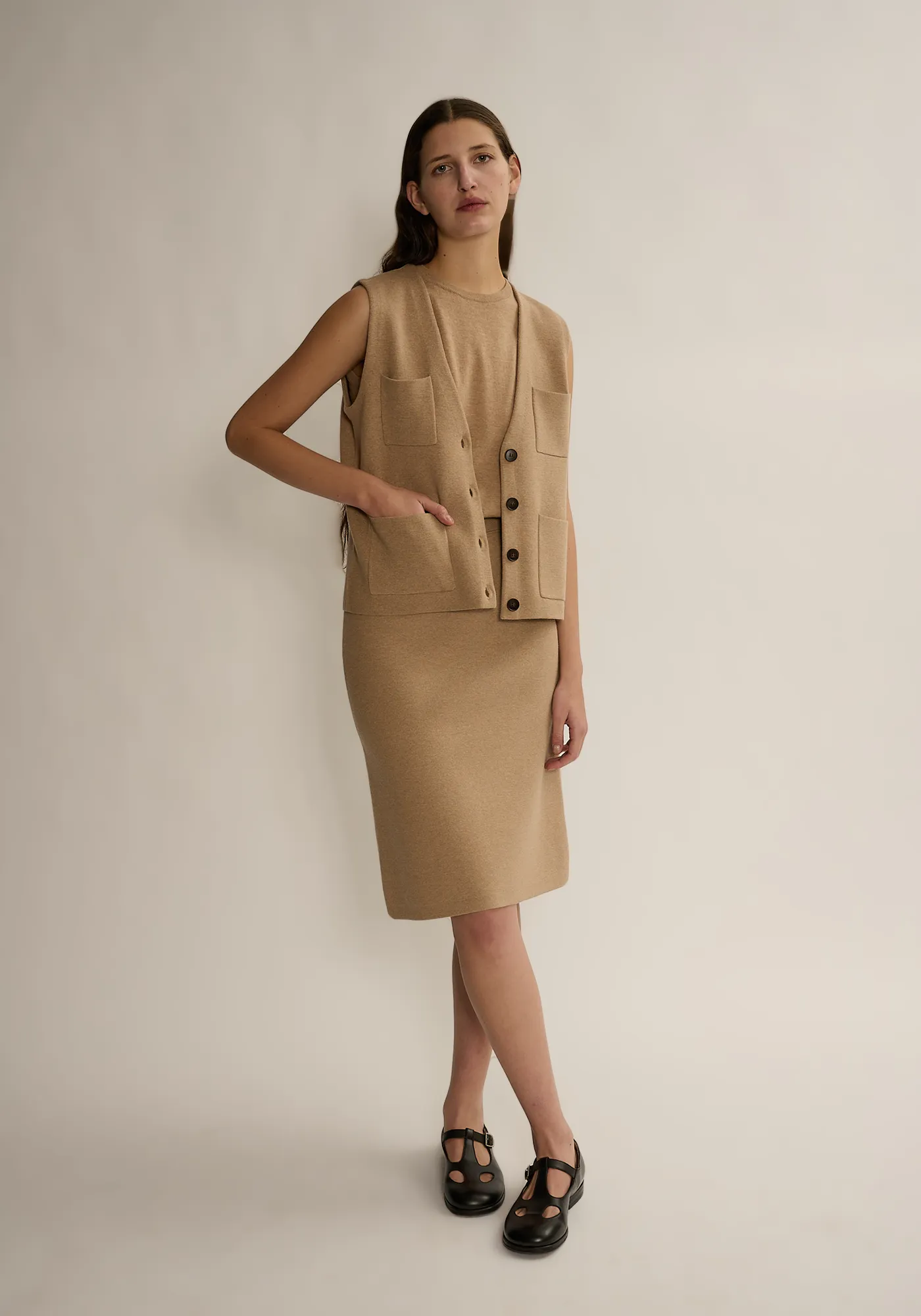 Revy Wool Cotton Vest - Warm Sand sold by DEMYLEE product image thumbnail 2