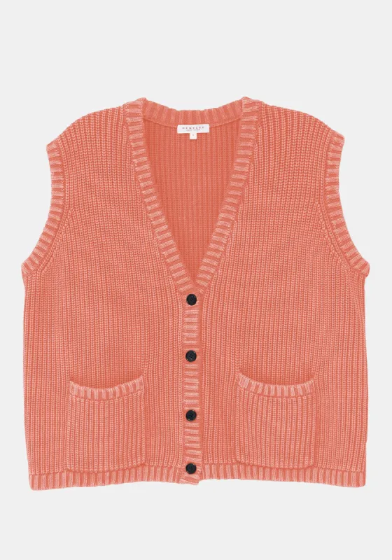 Layne Washed Cotton Vest - Soft Coral sold by DEMYLEE