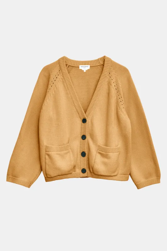 Phoebie Organic Cotton Cardigan - Light Camel sold by DEMYLEE