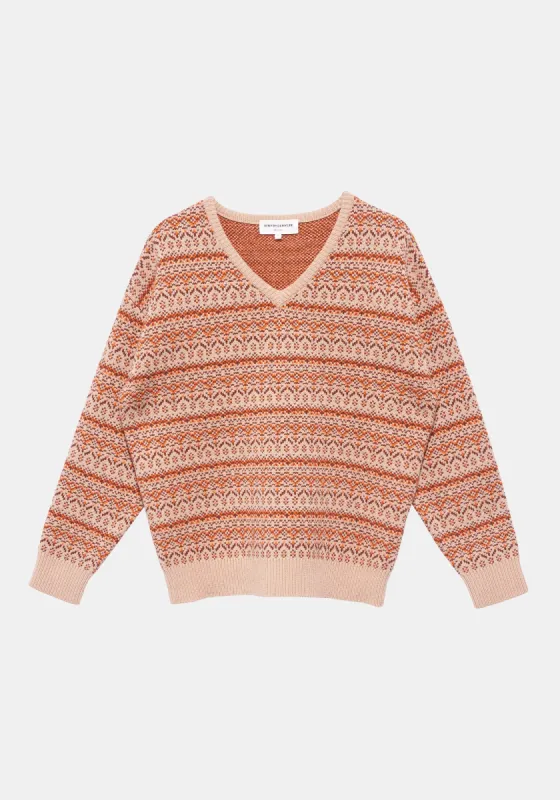 Midori Merino Wool Sweater - Oatmeal/Orange/Brown sold by DEMYLEE
