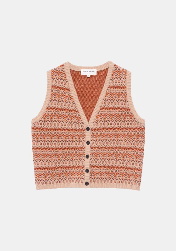 Balta Merino Wool Vest - Oatmeal/Orange/Brown sold by DEMYLEE