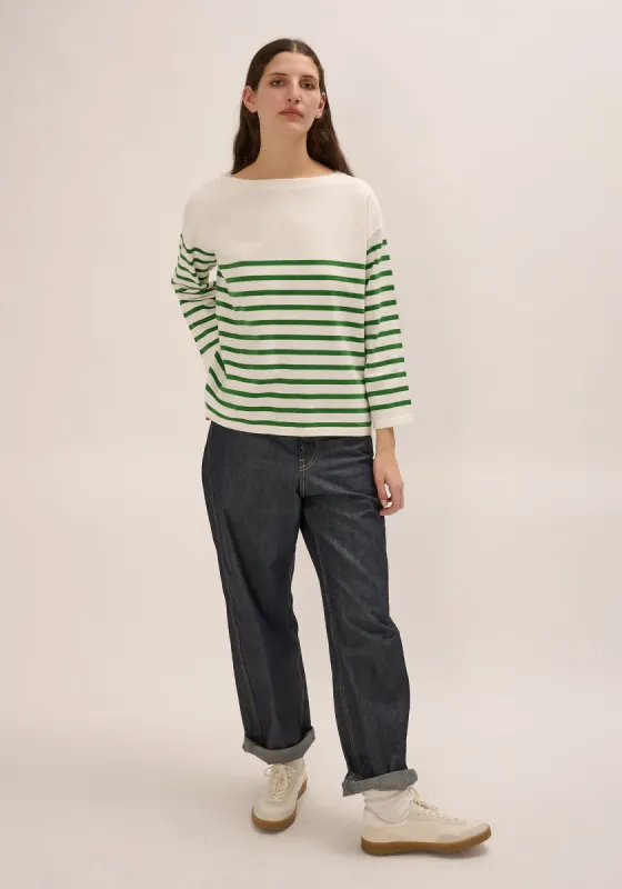 Barid Stripe Sweater - White / Grass Green sold by DEMYLEE