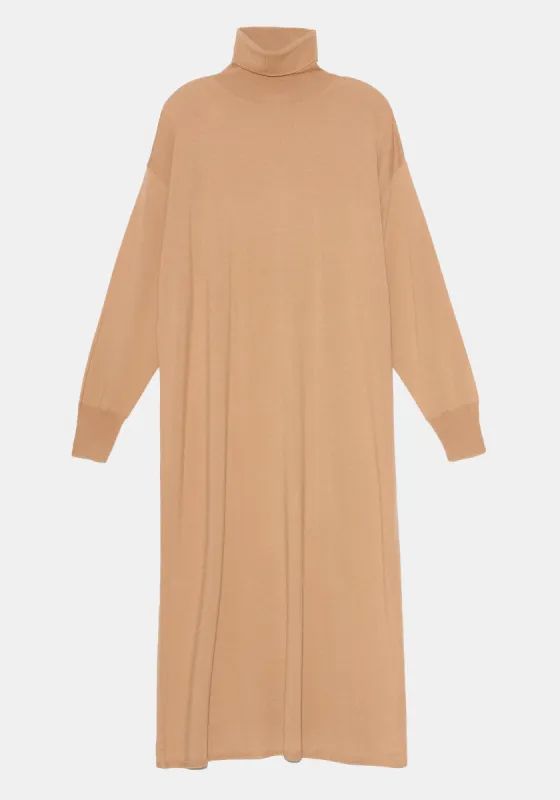 Merrick Merino Wool Turtleneck Dress - Soft Fawn sold by DEMYLEE
