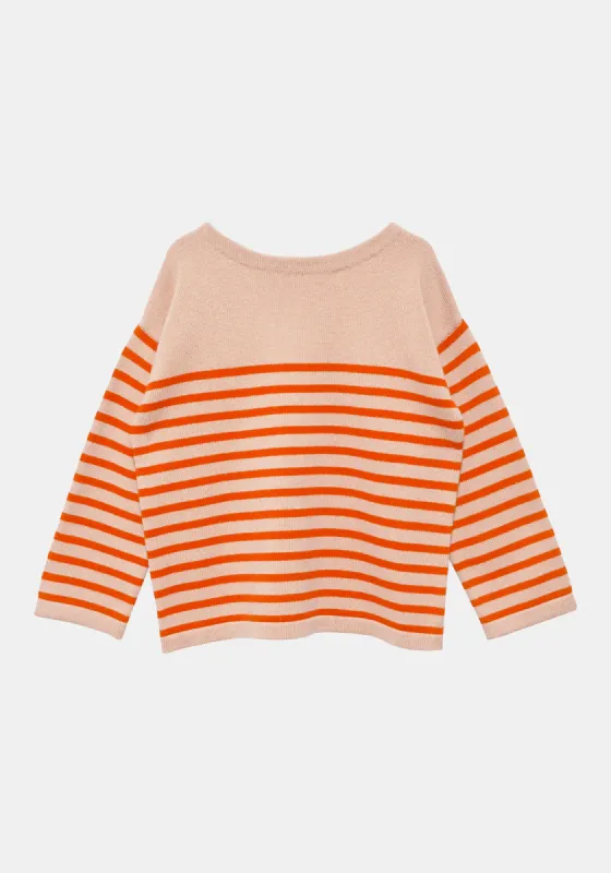 Jadran Stripe Sweater - Biscuit / Orange Peel sold by DEMYLEE